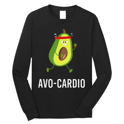 AvoCardio Funny Pun Workout Running Avocado Long Sleeve Shirt