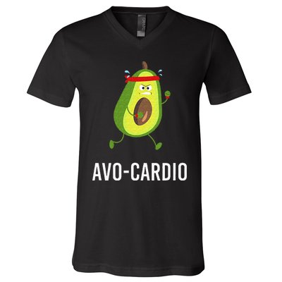 AvoCardio Funny Pun Workout Running Avocado V-Neck T-Shirt