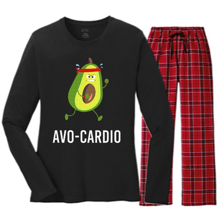 AvoCardio Funny Pun Workout Running Avocado Women's Long Sleeve Flannel Pajama Set 