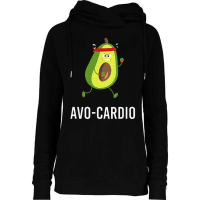 AvoCardio Funny Pun Workout Running Avocado Womens Funnel Neck Pullover Hood