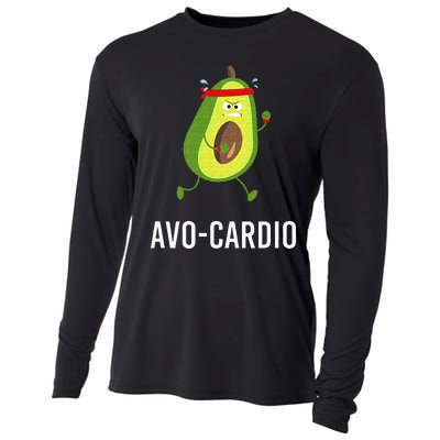 AvoCardio Funny Pun Workout Running Avocado Cooling Performance Long Sleeve Crew