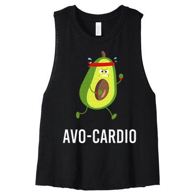 AvoCardio Funny Pun Workout Running Avocado Women's Racerback Cropped Tank