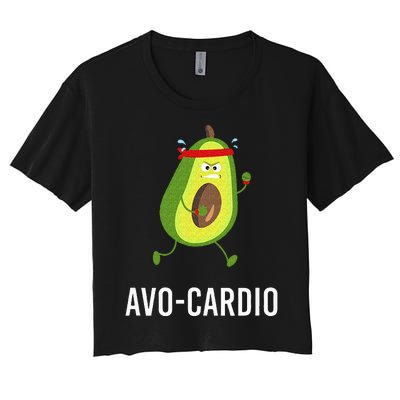 AvoCardio Funny Pun Workout Running Avocado Women's Crop Top Tee