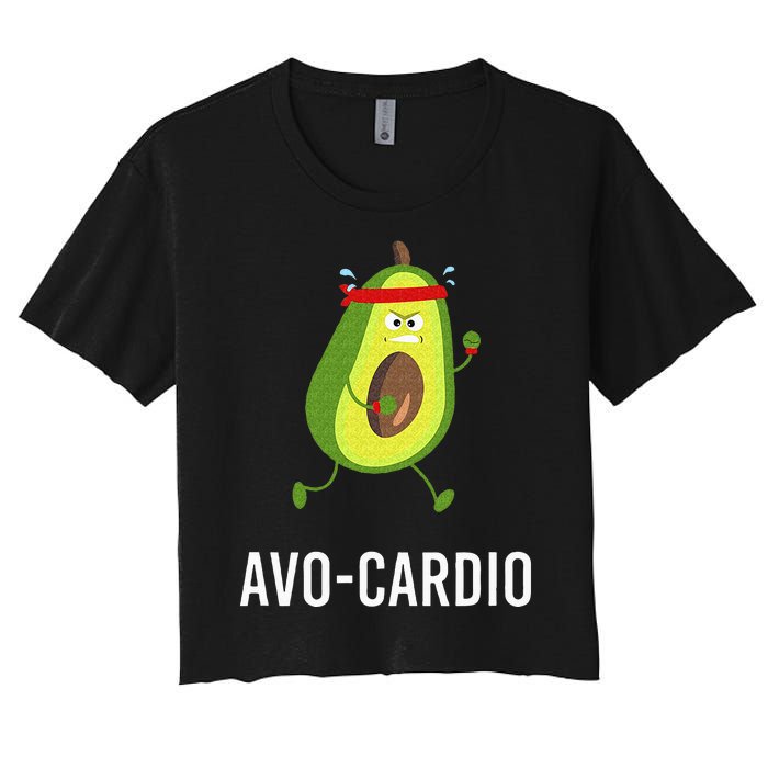 AvoCardio Funny Pun Workout Running Avocado Women's Crop Top Tee