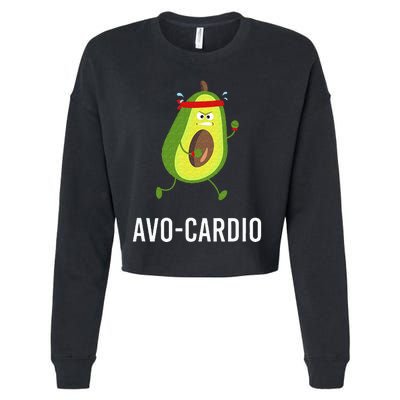 AvoCardio Funny Pun Workout Running Avocado Cropped Pullover Crew