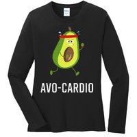 AvoCardio Funny Pun Workout Running Avocado Ladies Long Sleeve Shirt