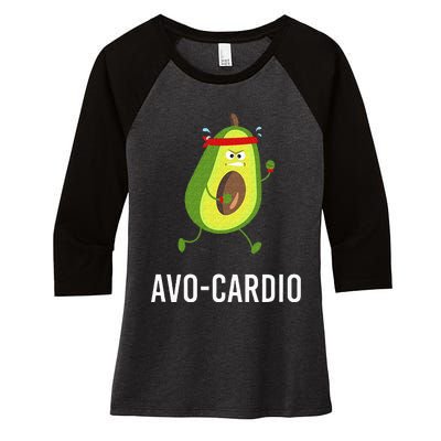 AvoCardio Funny Pun Workout Running Avocado Women's Tri-Blend 3/4-Sleeve Raglan Shirt