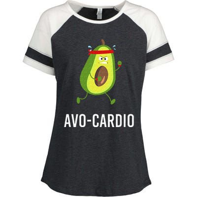 AvoCardio Funny Pun Workout Running Avocado Enza Ladies Jersey Colorblock Tee