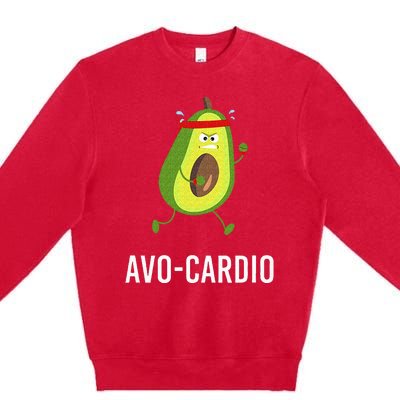 AvoCardio Funny Pun Workout Running Avocado Premium Crewneck Sweatshirt