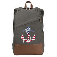 American Flag Patriotic Anchor - Memorial Day 4th Of July Cotton Canvas Backpack