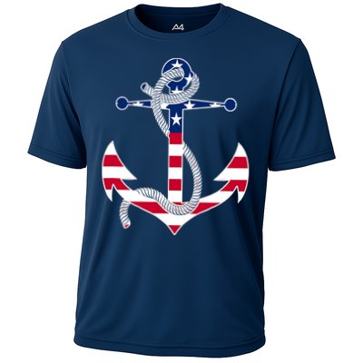 American Flag Patriotic Anchor - Memorial Day 4th Of July Performance Shirt