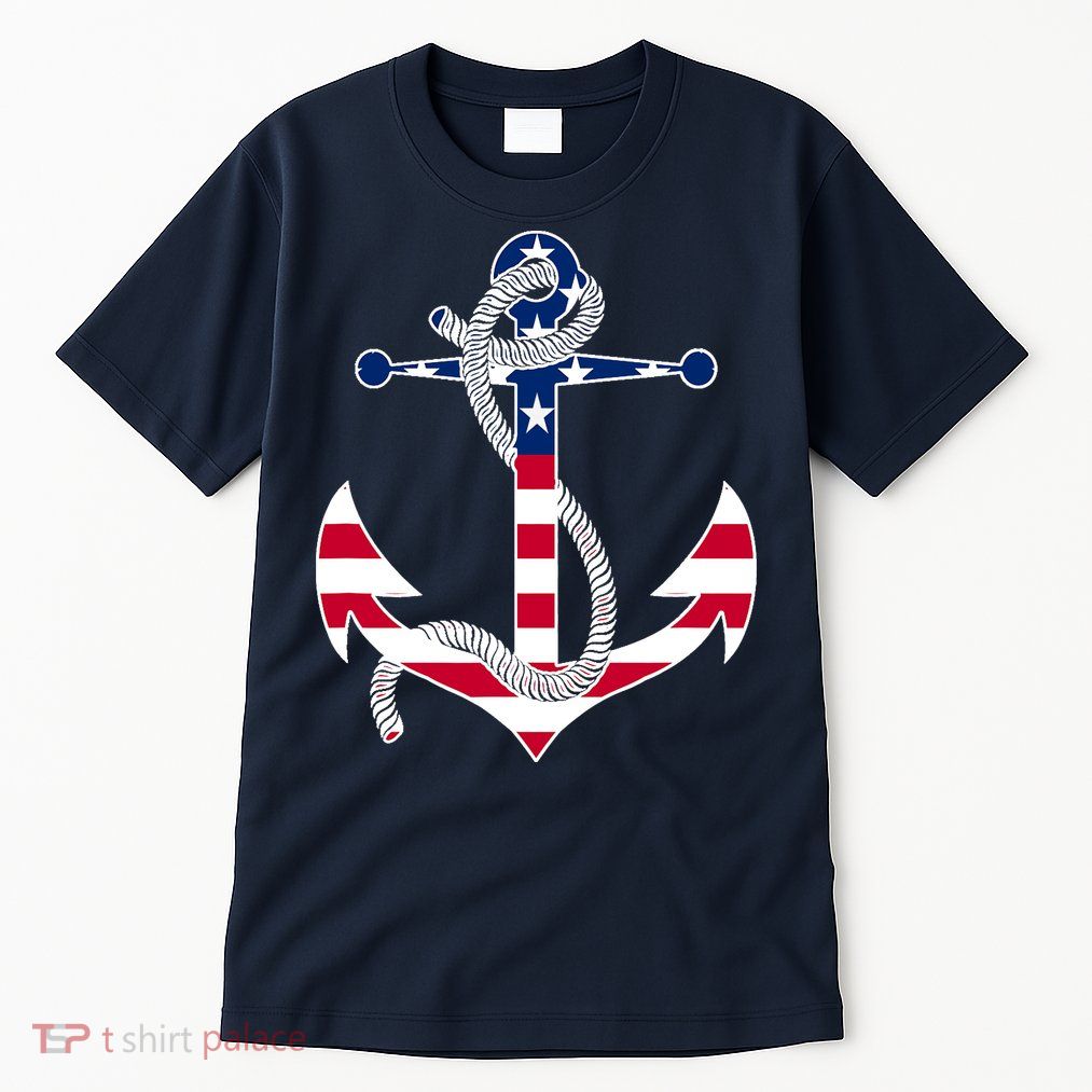 American Flag Patriotic Anchor - Memorial Day 4th Of July Tall T-Shirt