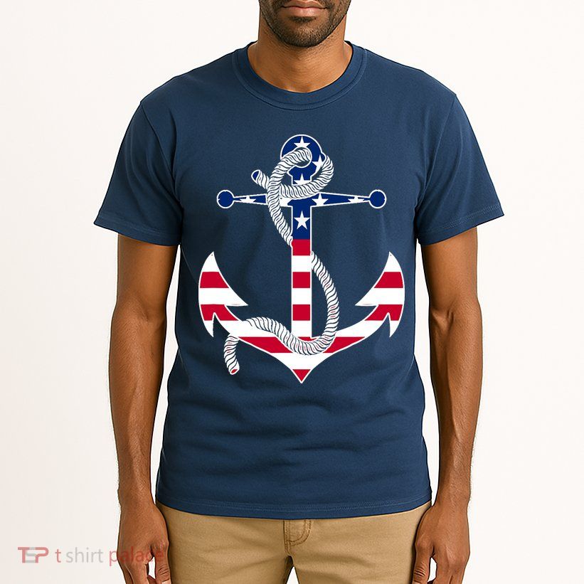 American Flag Patriotic Anchor - Memorial Day 4th Of July Tall T-Shirt