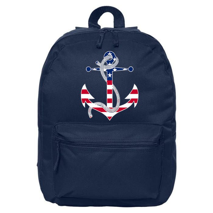 American Flag Patriotic Anchor - Memorial Day 4th Of July 16 in Basic Backpack