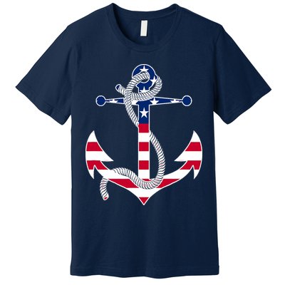 American Flag Patriotic Anchor - Memorial Day 4th Of July Premium T-Shirt