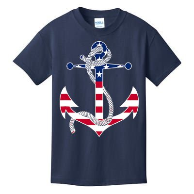 American Flag Patriotic Anchor - Memorial Day 4th Of July Kids T-Shirt