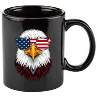 American Flag Patriotic Eagle 4th Of July 11oz C Handle Ceramic Mug