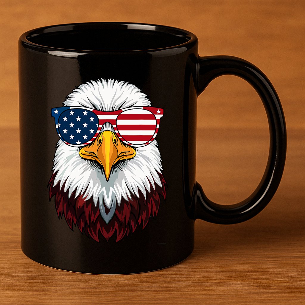 American Flag Patriotic Eagle 4th Of July 11oz C Handle Ceramic Mug