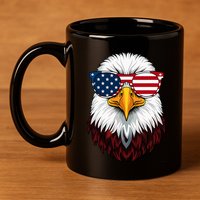 American Flag Patriotic Eagle 4th Of July 11oz C Handle Ceramic Mug