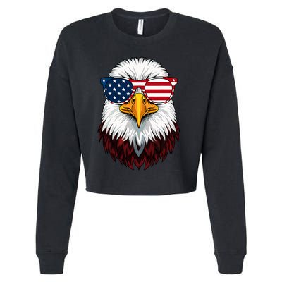 American Flag Patriotic Eagle 4th Of July Cropped Pullover Crew