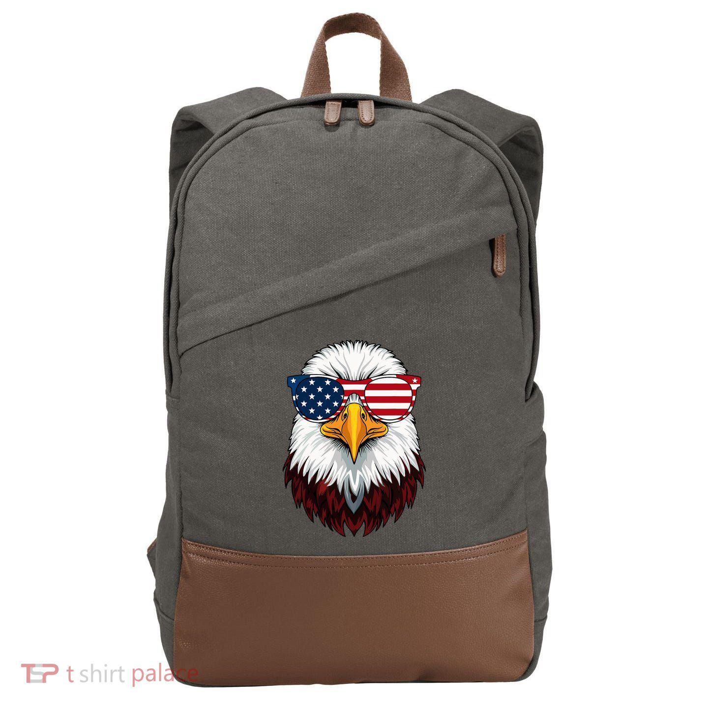 American Flag Patriotic Eagle 4th Of July Cotton Canvas Backpack