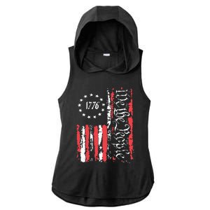 American Flag Patriotic 1776 We The People Usa Ladies PosiCharge Tri-Blend Wicking Draft Hoodie Tank