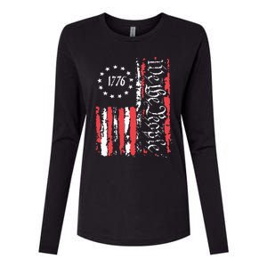 American Flag Patriotic 1776 We The People Usa Womens Cotton Relaxed Long Sleeve T-Shirt