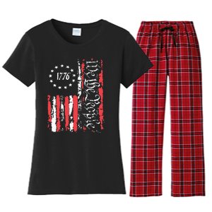 American Flag Patriotic 1776 We The People Usa Women's Flannel Pajama Set