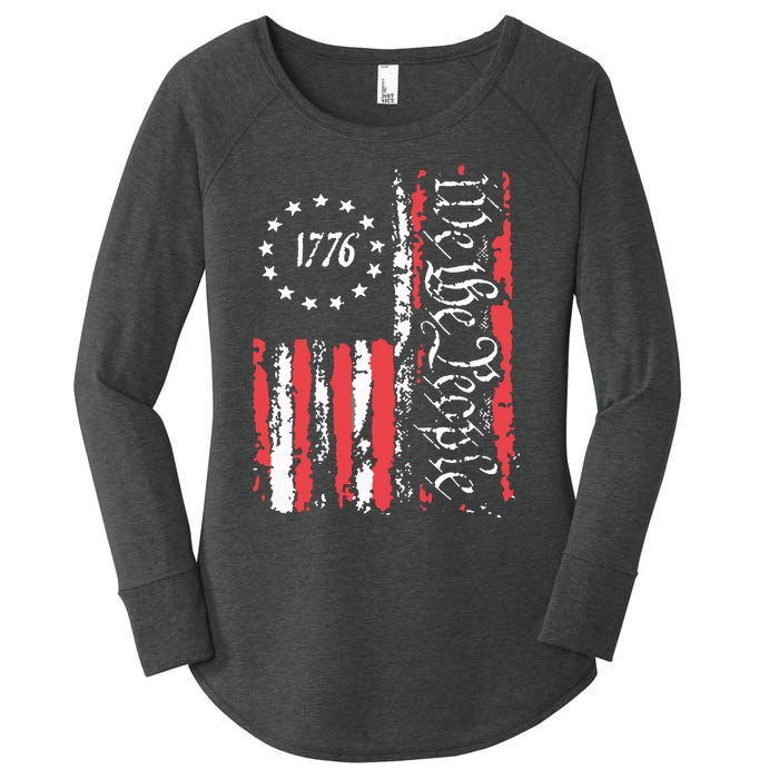 American Flag Patriotic 1776 We The People Usa Women's Perfect Tri Tunic Long Sleeve Shirt