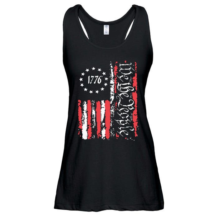 American Flag Patriotic 1776 We The People Usa Ladies Essential Flowy Tank