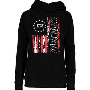 American Flag Patriotic 1776 We The People Usa Womens Funnel Neck Pullover Hood