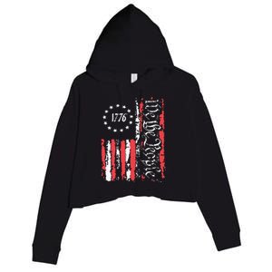 American Flag Patriotic 1776 We The People Usa Crop Fleece Hoodie