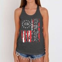 American Flag Patriotic 1776 We The People Usa Women's Knotted Racerback Tank