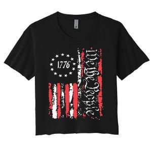 American Flag Patriotic 1776 We The People Usa Women's Crop Top Tee