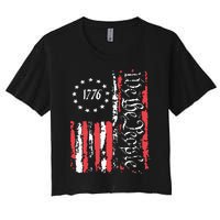 American Flag Patriotic 1776 We The People Usa Women's Crop Top Tee