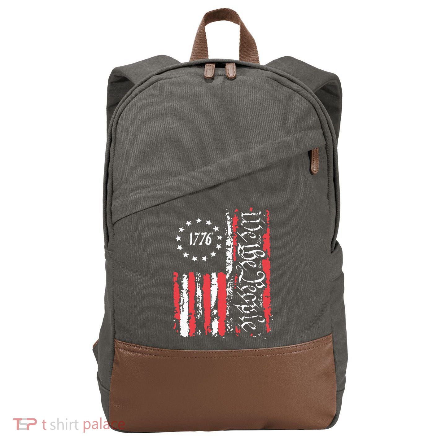 American Flag Patriotic 1776 We The People Usa Cotton Canvas Backpack