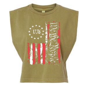 American Flag Patriotic 1776 We The People Usa Garment-Dyed Women's Muscle Tee