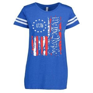 American Flag Patriotic 1776 We The People Usa Enza Ladies Jersey Football T-Shirt