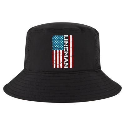 American Flag Patriotic Electric Cable Lineman Cool Comfort Performance Bucket Hat