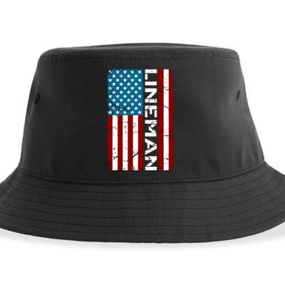 American Flag Patriotic Electric Cable Lineman Sustainable Bucket Hat