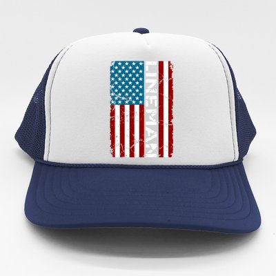 American Flag Patriotic Electric Cable Lineman Trucker Hat