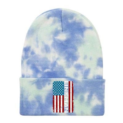 American Flag Patriotic Electric Cable Lineman Tie Dye 12in Knit Beanie