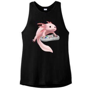 Axolotl Fish Playing Video Game Axolotl Lizard Gamers Ladies PosiCharge Tri-Blend Wicking Tank