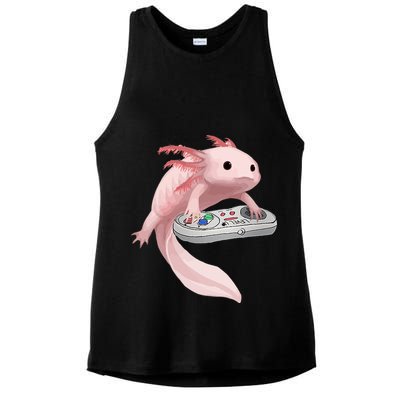 Axolotl Fish Playing Video Game Axolotl Lizard Gamers Ladies PosiCharge Tri-Blend Wicking Tank