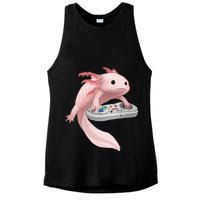 Axolotl Fish Playing Video Game Axolotl Lizard Gamers Ladies PosiCharge Tri-Blend Wicking Tank