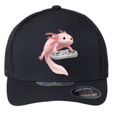 Axolotl Fish Playing Video Game Axolotl Lizard Gamers Flexfit Unipanel Trucker Cap