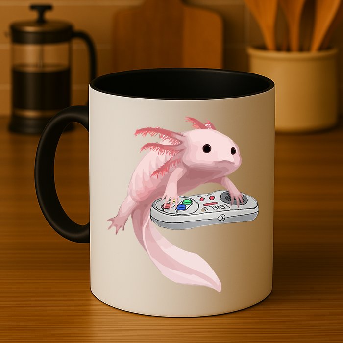 Axolotl Fish Playing Video Game Axolotl Lizard Gamers Coffee Mug