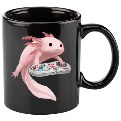 Axolotl Fish Playing Video Game Axolotl Lizard Gamers 11oz C Handle Ceramic Mug