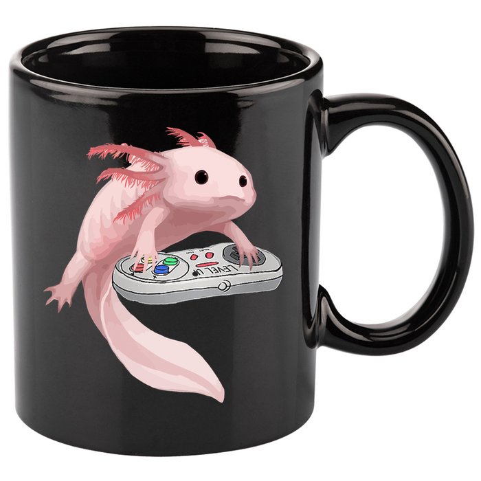 Axolotl Fish Playing Video Game Axolotl Lizard Gamers 11oz C Handle Ceramic Mug