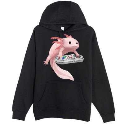 Axolotl Fish Playing Video Game Axolotl Lizard Gamers Premium Pullover Hoodie